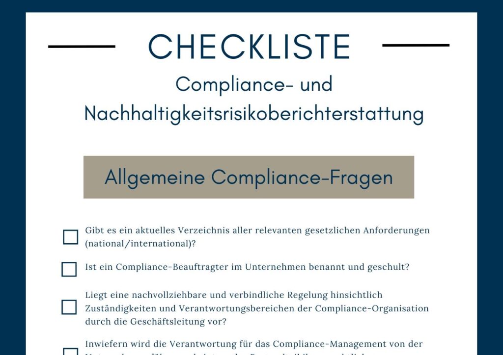 Ausschnitt aus der Checkliste für Compliance & Sustainability